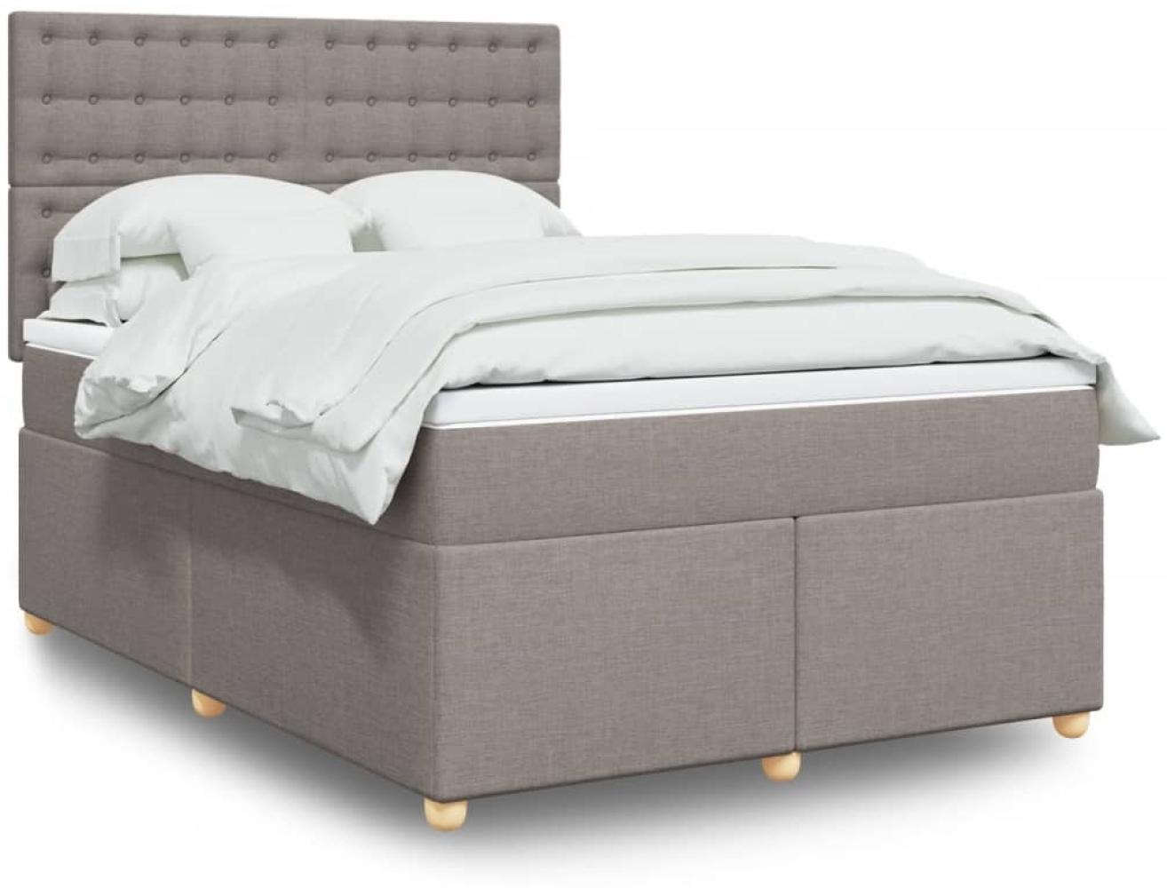 vidaXL Boxspringbett mit Matratze Taupe 160x200 cm Stoff 3293649 Bild 1