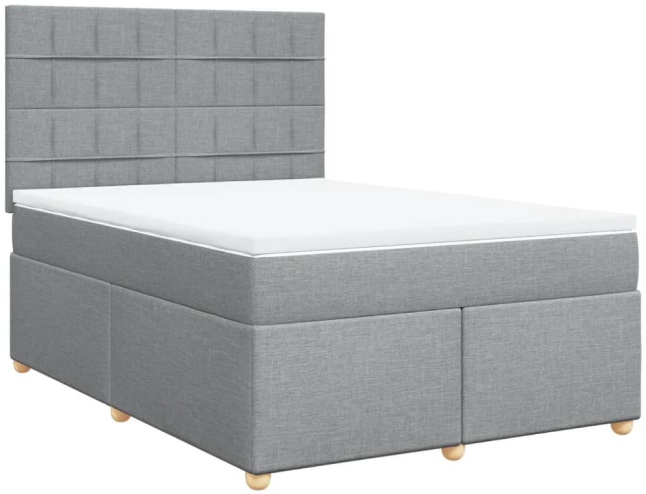 vidaXL Boxspringbett mit Matratze Hellgrau 140x190 cm Stoff 3291275 Bild 1