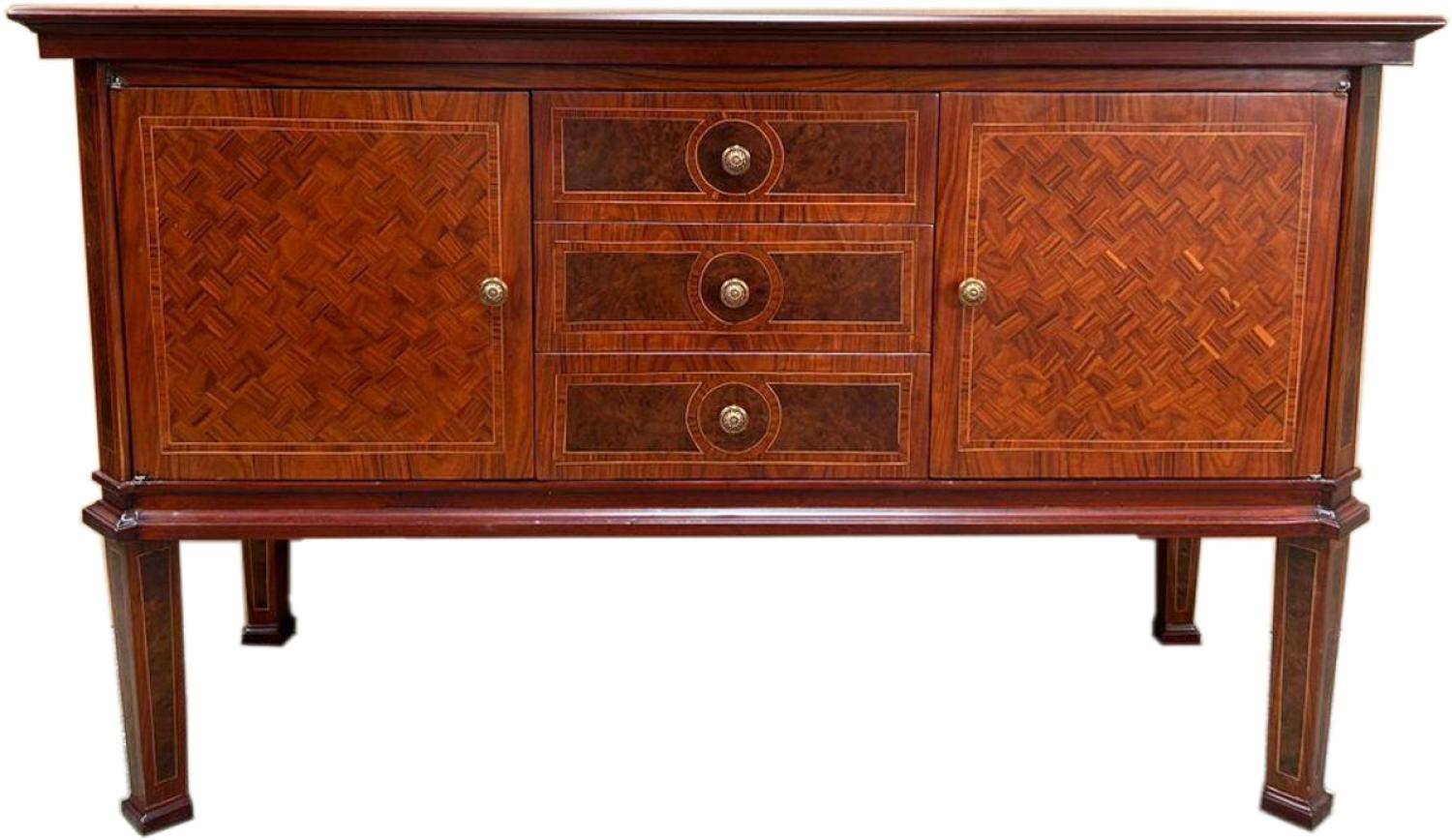 Biedermeier Kommode 40er Jahre Museumsnachbau Replikat 137 x 53 x H 87 cm - Braun Intarsien Antik Stil Bild 1