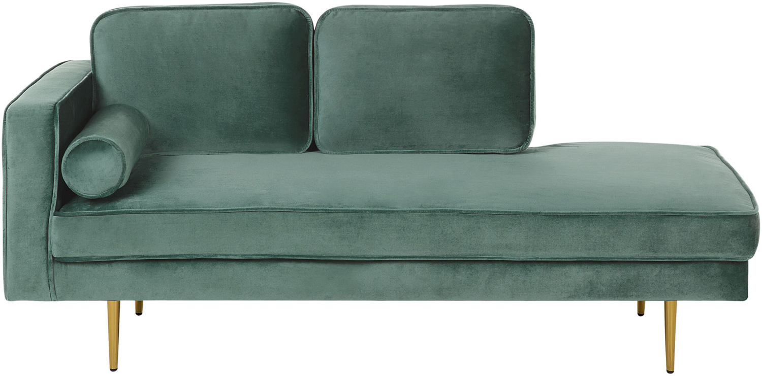 Chaiselongue Samtstoff mintgrün linksseitig MIRAMAS Bild 1