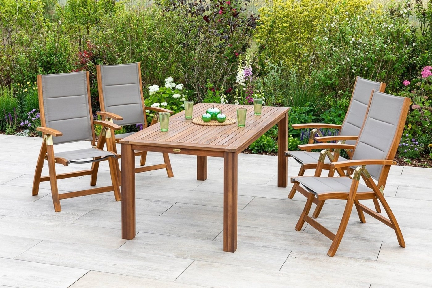 MERXX Garten-Essgruppe Acapulco, (5-tlg), 4 Klappsessel mit Gartentisch Bild 1