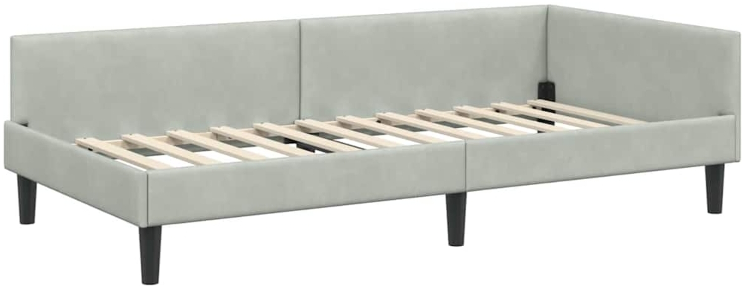 vidaXL Eckbettgestell mit Kopfteil Hellgrau 100 cm x 200 cm Stoff 42016164 Bild 1