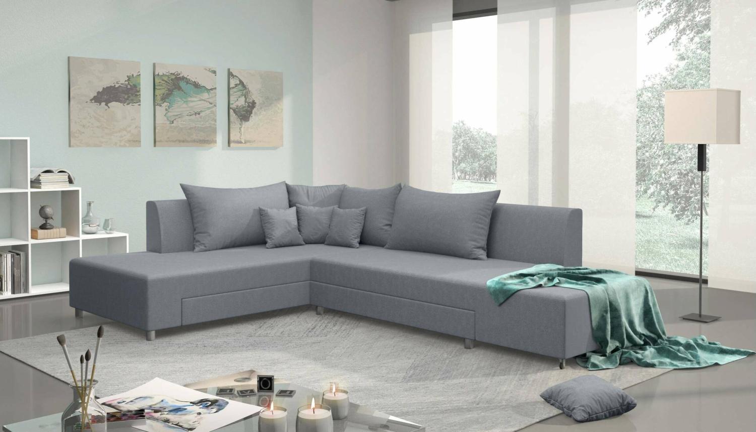 Stylefy Livia Ecksofa Grau Velours Bild 1