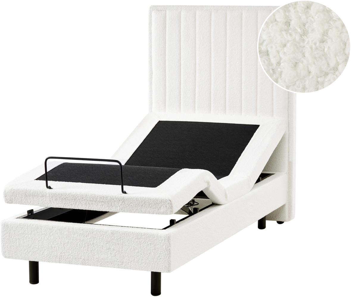 Bett verstellbar Bouclé DUKE II 80 x 200 cm Cremeweiß Bild 1