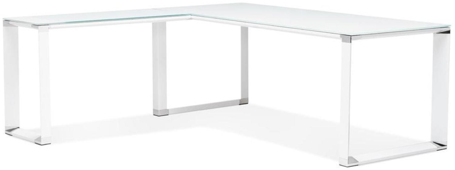 Kadima Design Eckschreibtisch Weiß Glas-Metall | 200x200 cm L-Form Winkelwahl | Homeoffice Arbeitstisch Chrom | Modern Design Büromöbel Bild 1