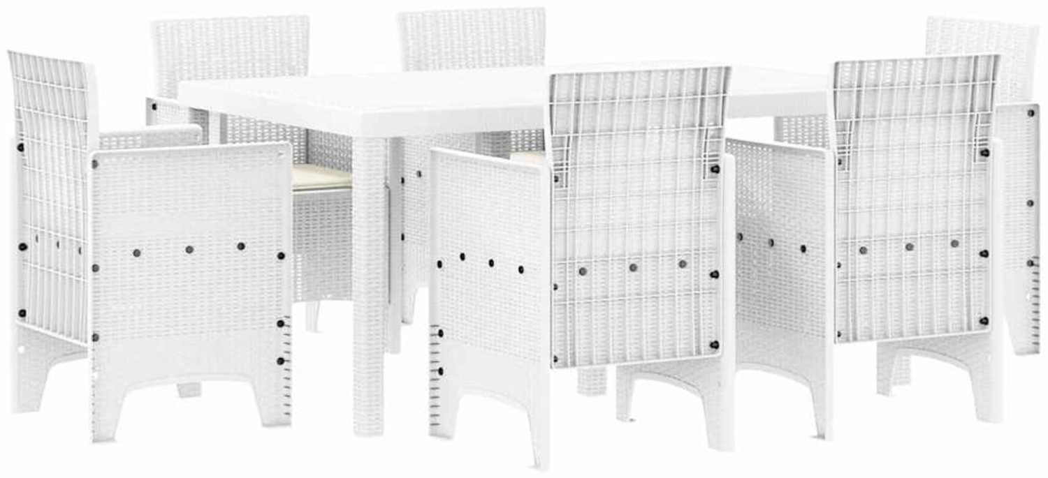 vidaXL Garten Essgruppe 7 pcs Weiß Polt Rattan 3378566 Bild 1