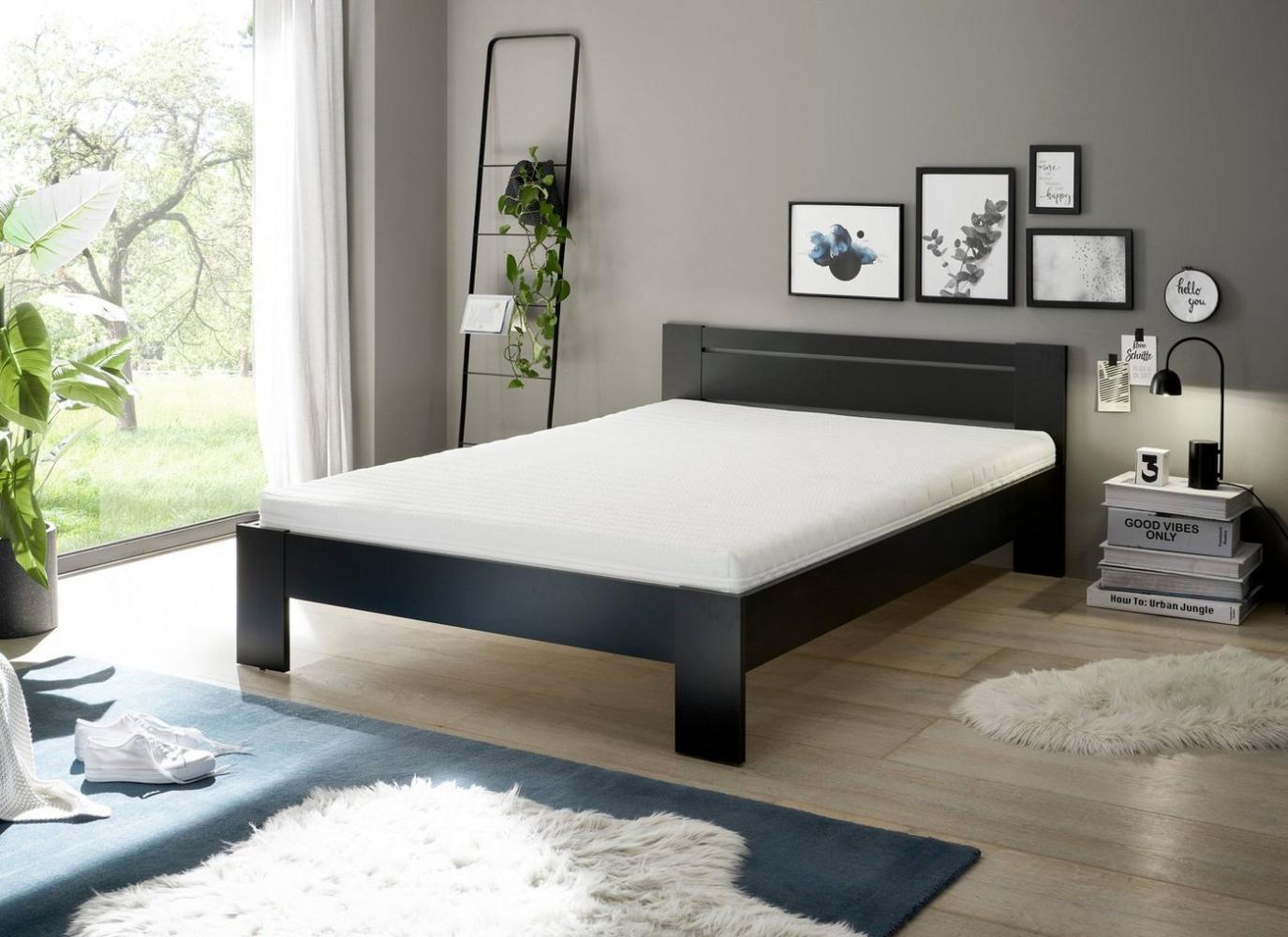 CANNES Futonbett 140 x 200 cm - Minimalistisches Jugendzimmer Doppelbett in Schwarz - 145 x 71 x 204 cm (B/H/T) Bild 1