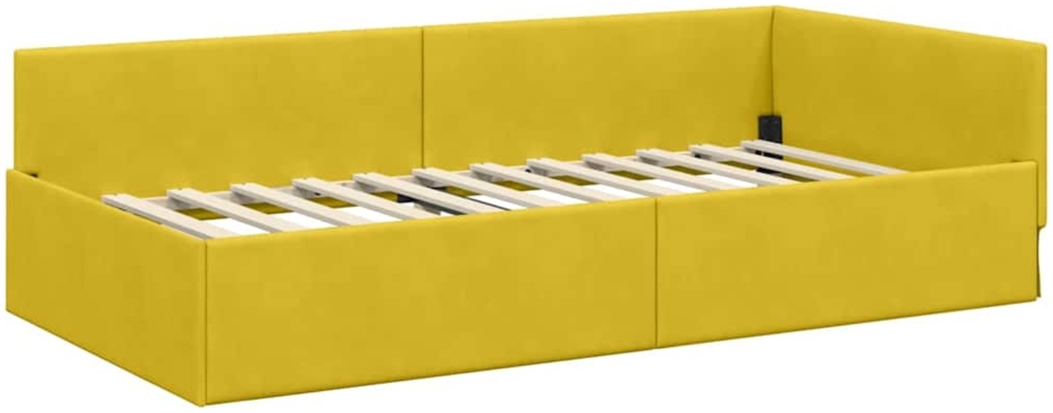 vidaXL Eckbettgestell mit Kopfteil Gelb 90 cm x 200 cm Stoff 42016087 Bild 1