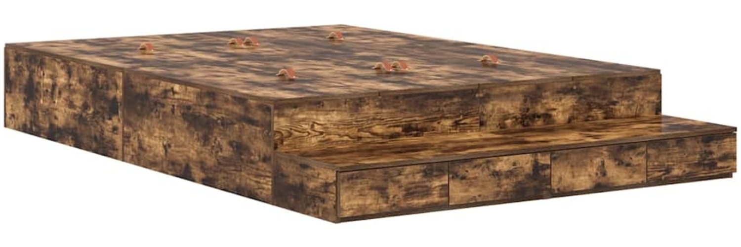 vidaXL Aufbewahrungsbettgestell Geräucherte Eiche 135 cm Holzwerkstoff 3335705 Bild 1