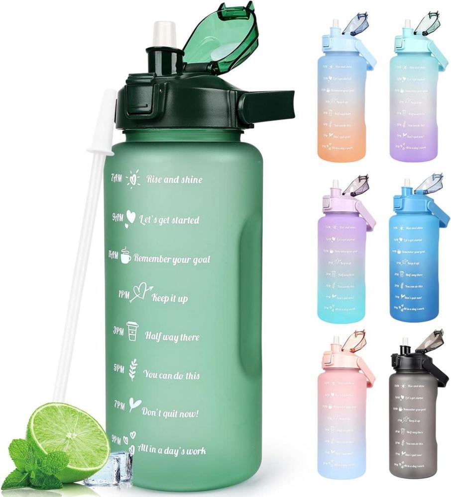 2L Trinkflasche BPA Free Sport Wasserflasche mit Zeitmarkierung, Auslaufsicherer Bild 1