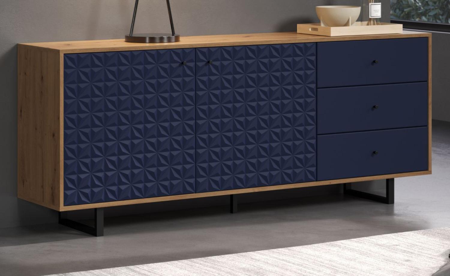 Sideboard Sentra in blau und Eiche Artisan 183 cm Bild 1