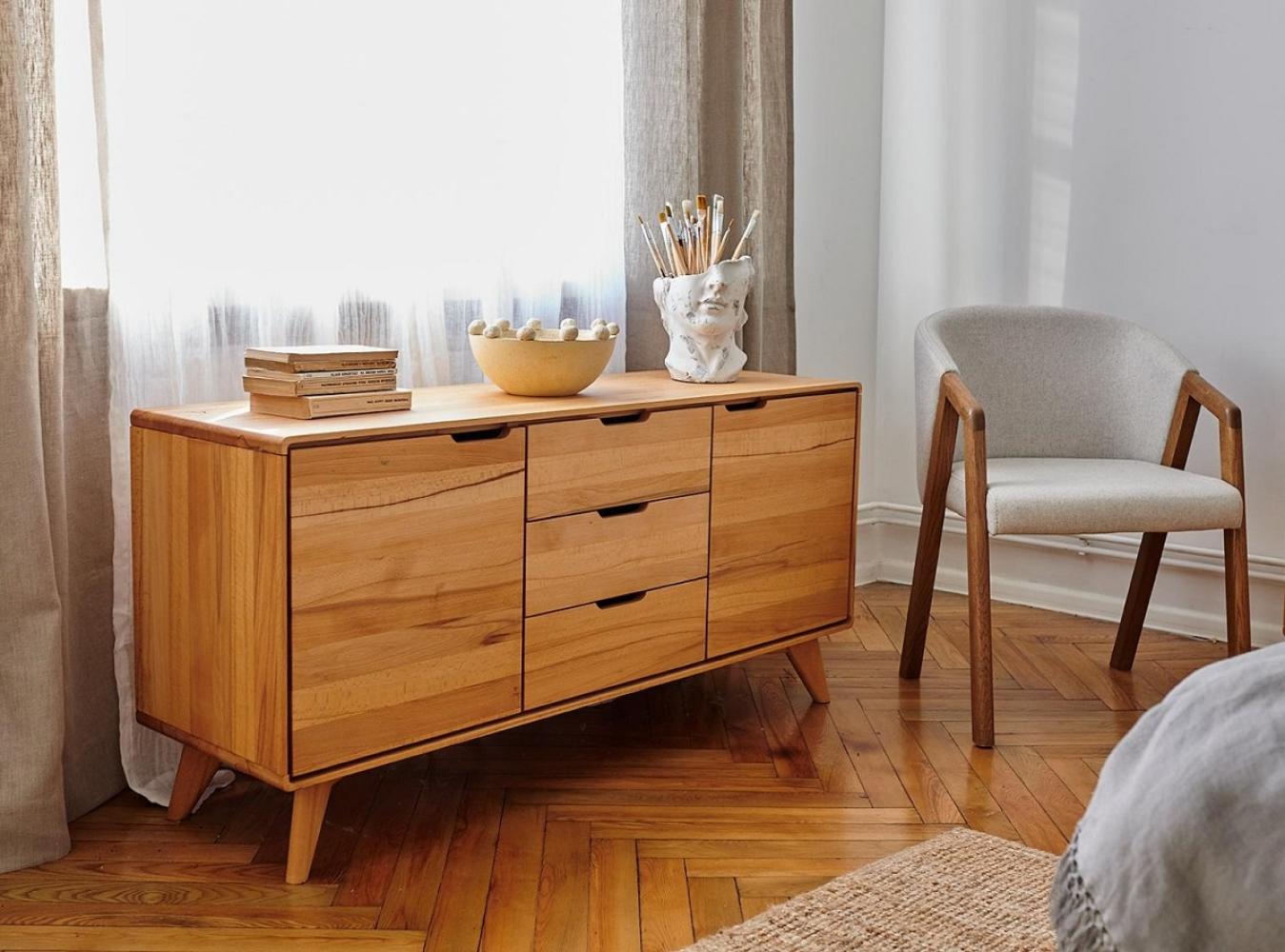 Sideboard mit 3 Schubkästen 134x65cm 'Jakob' Kernbuche massiv Bild 1