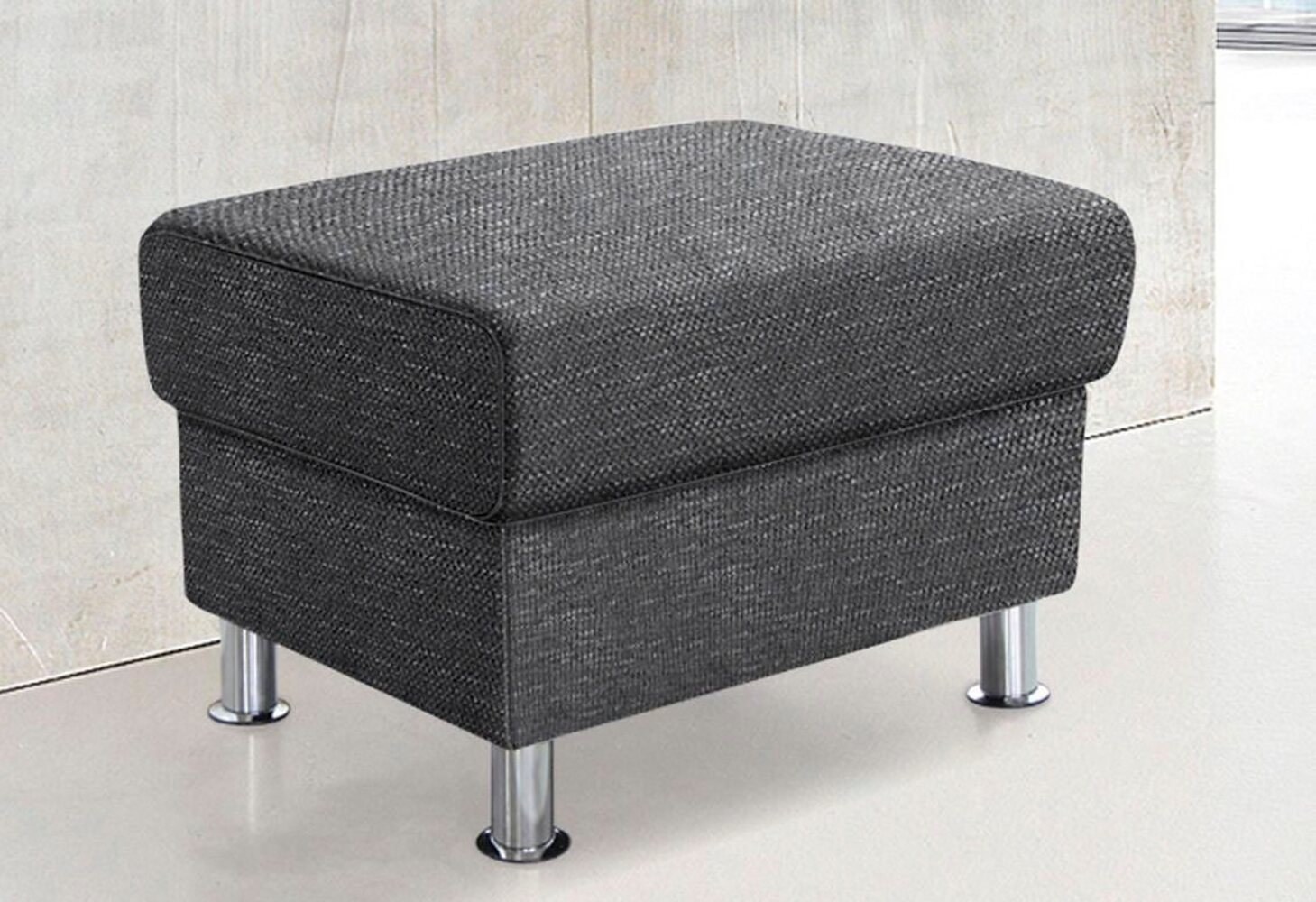 TRENDMANUFAKTUR Hocker Rondo, Polsterhocker zur Serie, Breite 67 cm, Füße chromfarben, Fußhocker wahlweise mit Federkern, in verschiedenen Bezügen bestellbar Bild 1