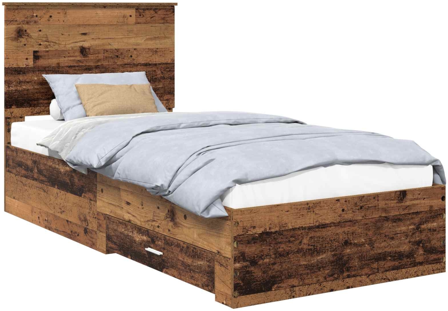 vidaXL Bettrahmen mit Kopfteil Altholz 90x200 cm Holzwerkstoff 3411357 Bild 1