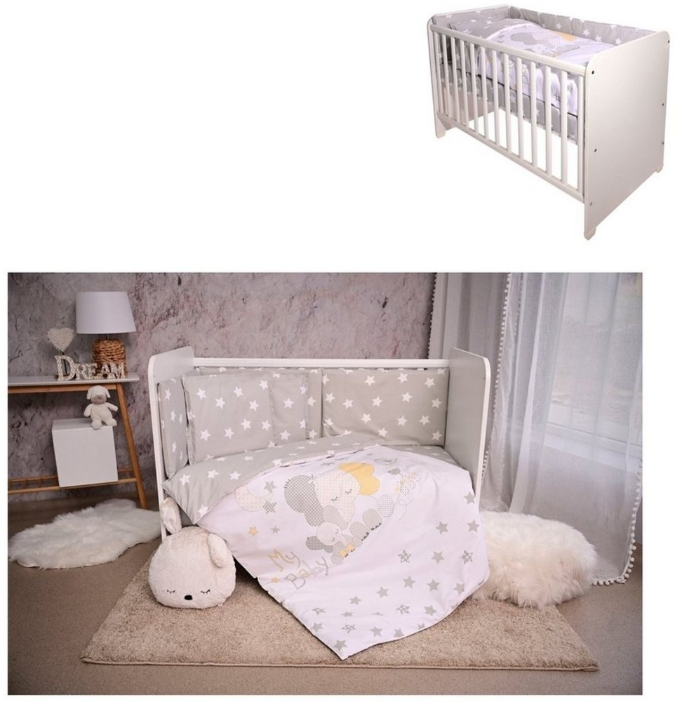 Lorelli Babybettwäsche Set Smile 6-teilig Decke 140x95 Kissen 43x35 Bett 120x60 grau Bild 1