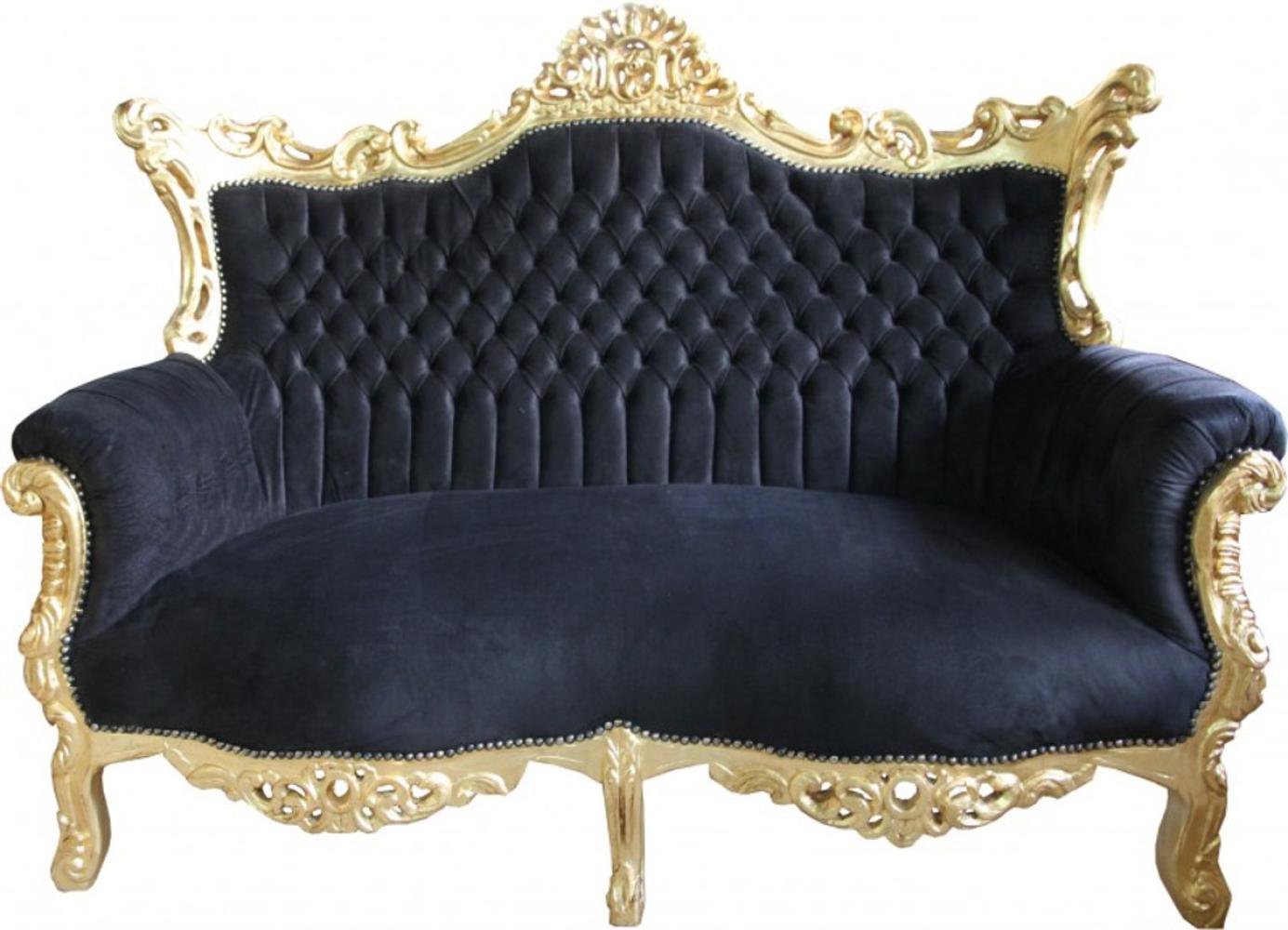 Casa Padrino Barock 2-er Sofa Master Schwarz / Gold - Antik Stil Möbel Bild 1