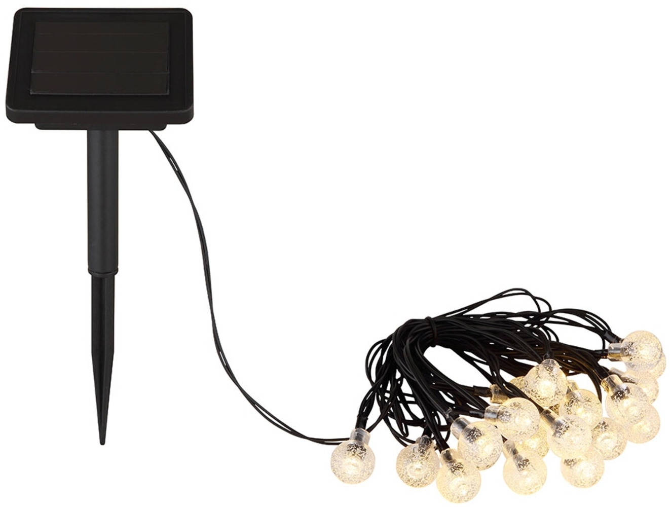 LED Solarleuchte Lichterkette Akku schwarz wetterfest 2700K Bild 1