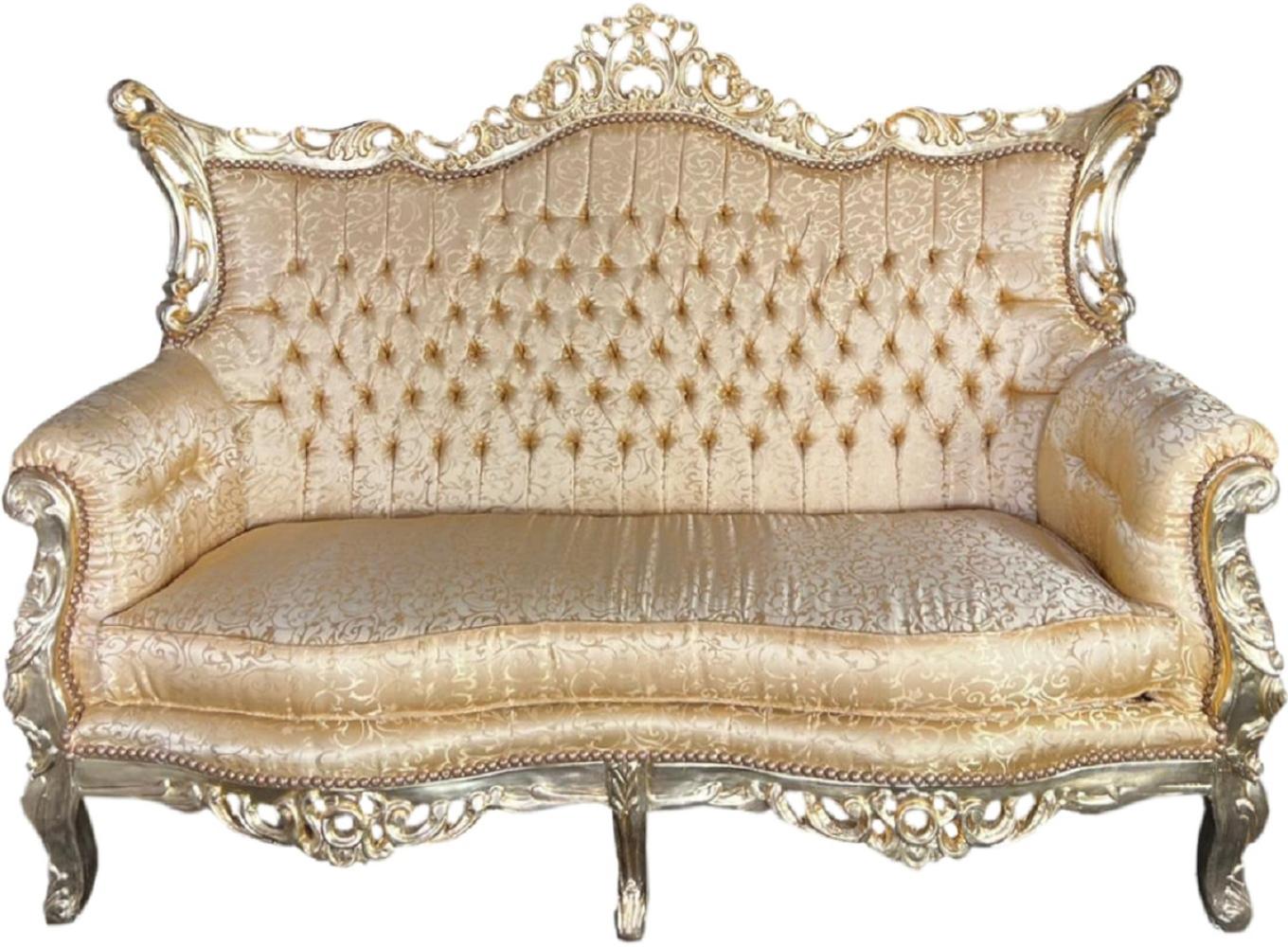 Casa Padrino Barock 2er Sofa Gold Muster / Gold - Antik Stil Wohnzimmer Sofa mit Muster - Antik Stil Wohnzimmer Möbel - Barock Wohnzimmer Möbel Bild 1