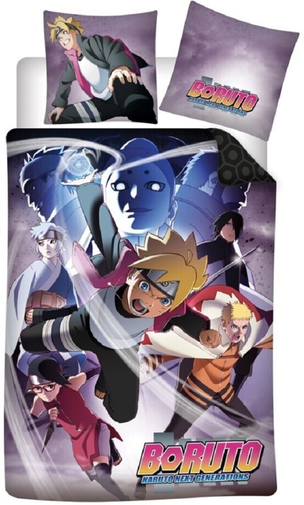 Boruto Bettwäsche-Set 140x200 cm + 65x65 cm – 100% Baumwolle für Anime-Fans Bild 1