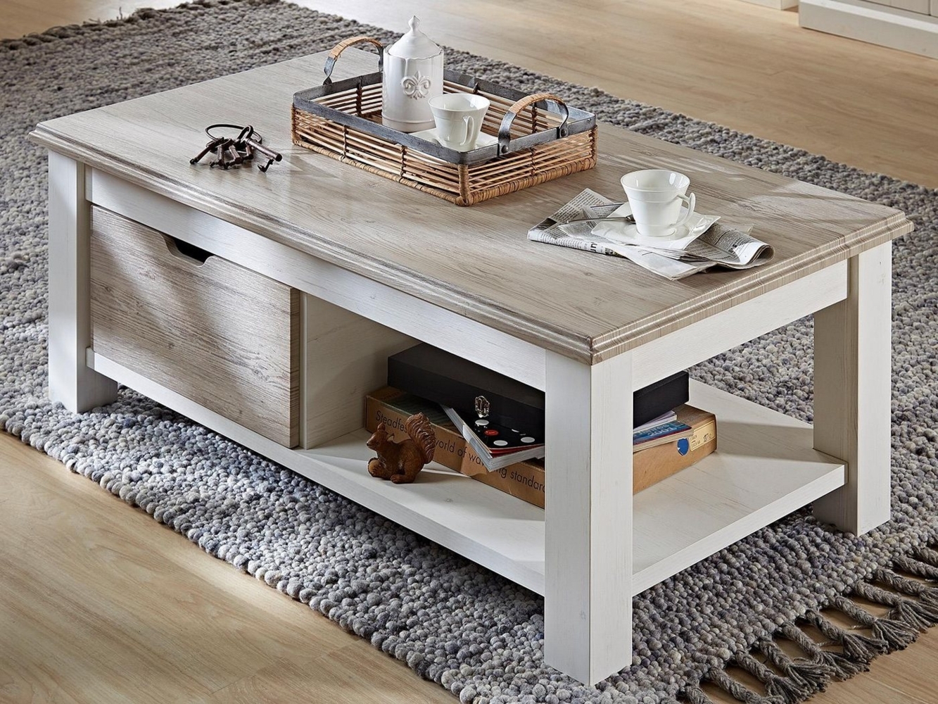 WOHN CONCEPT Premium Möbel Couchtisch 124 x 45 x 69 cm (B/H/T) Bild 1