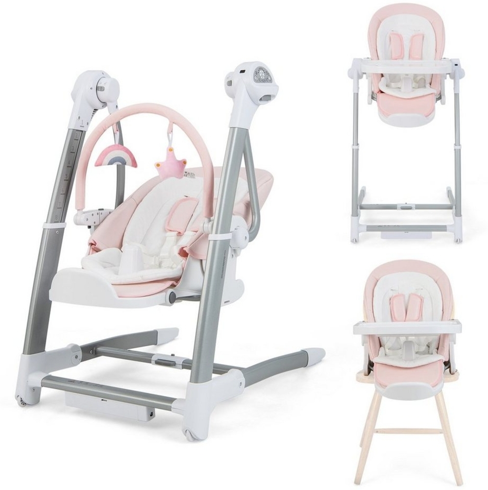 COSTWAY Kombihochstuhl 3 in 1 Babywippe Babyschaukel, elektrisch mit 8 Schaukelstufen Bild 1