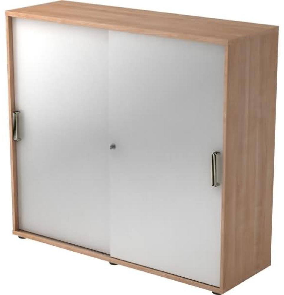 Schiebetürschrank 3 Ordnerhöhen, 120cm SG Nussbaum / Silber Bild 1