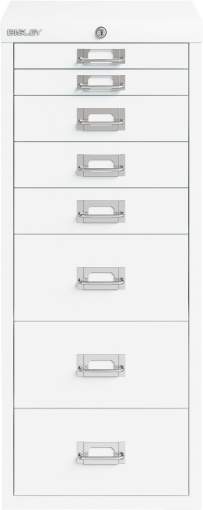 Bisley Multidrawer Schubladenschrank aus Metall abschließbar in verkehrsweiß Schrank für Büro Werkstatt und Zuhause Stahlschrank, LA298-696 Bild 1