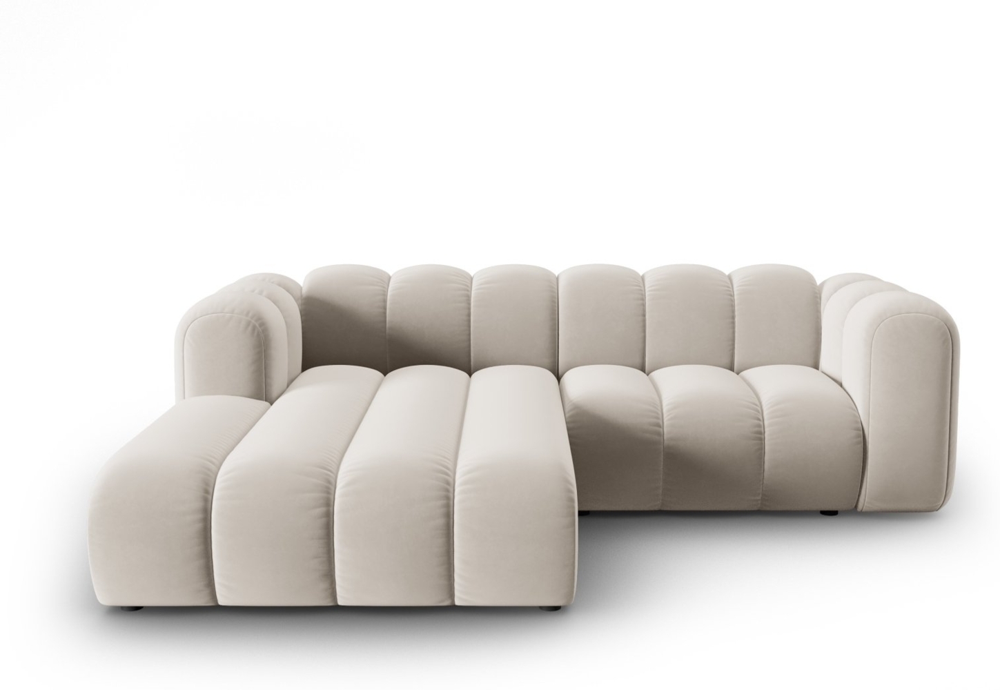 Micadoni Modulares Ecksofa Lupine 3-Sitzer Links Samtstoff Salvador Beige Bild 1