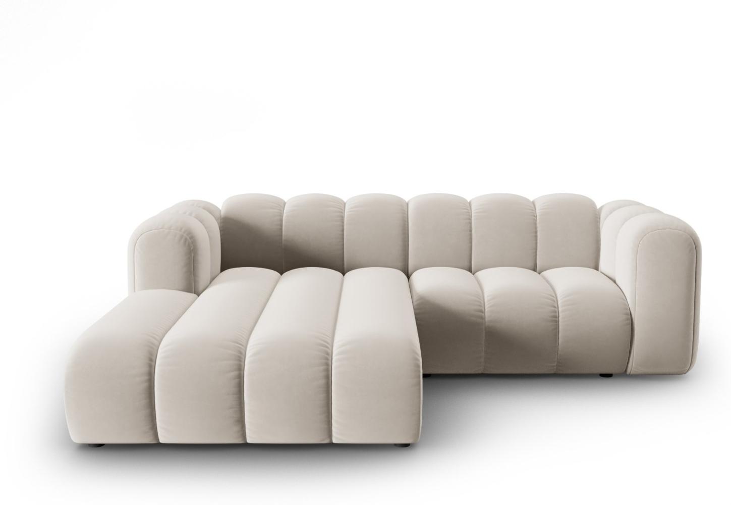 Micadoni Modulares Ecksofa Lupine 3-Sitzer Links Samtstoff Beige Bild 1