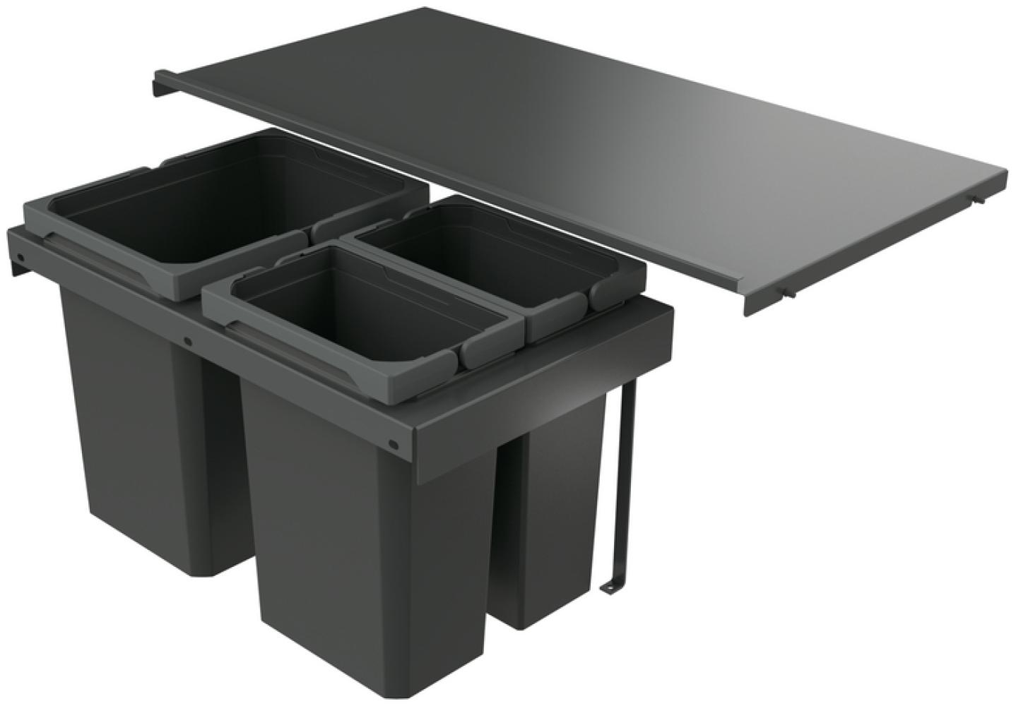 Naber 8013421 Abfallsammler Cox Stand-UP® 350 K/800-3, anthrazit, 30,5 (2x7,5/1x15,5) Liter / 80 cm Schrankbreite Bild 1