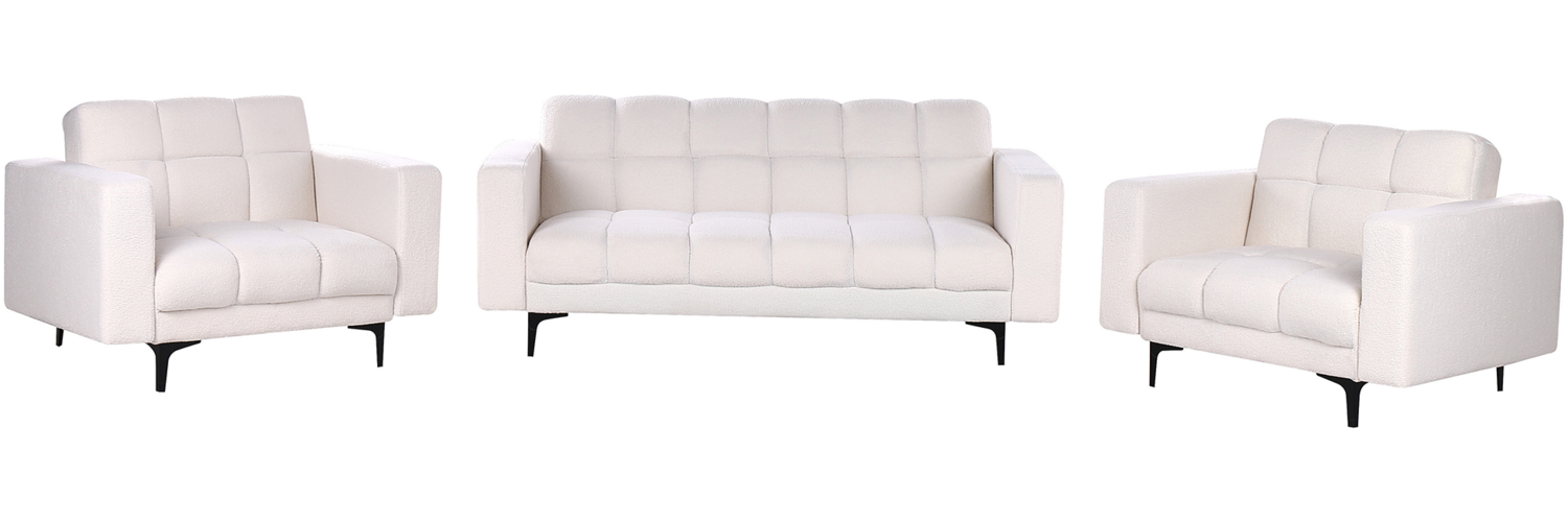 5-Sitzer Sofa Set Bouclé weiß Schlaffunktion ALNES Bild 1