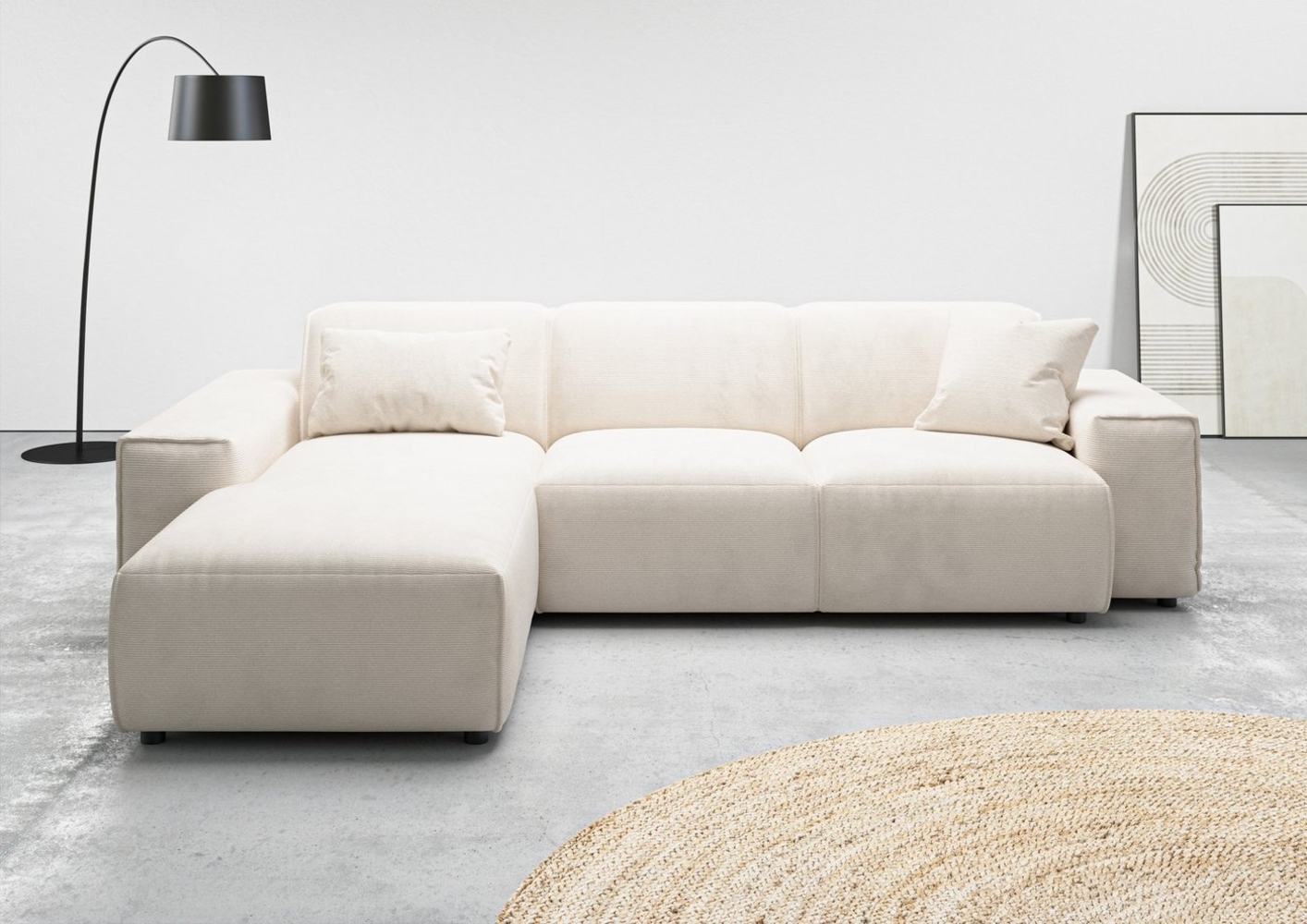 andas Ecksofa Glimminge L-Form auch in Breitcord, Feincord + Easy care-Bezug, Breite 264, Zierkissen Bild 1