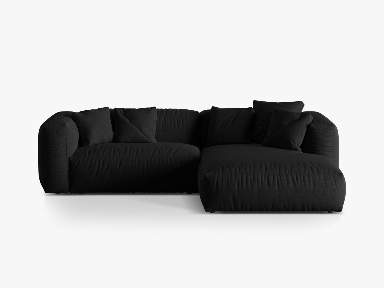 Micadoni Ecksofa Martina 2-Sitzer Strukturierter Stoff Schwarz Rechts Bild 1