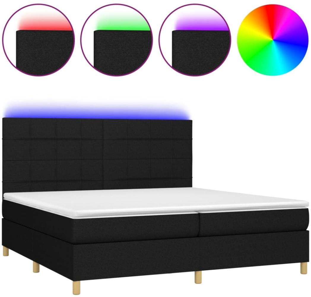 vidaXL Boxspringbett mit Matratze & LED Schwarz 200x200 cm Stoff, Härtegrad: H2 [3135463] Bild 1