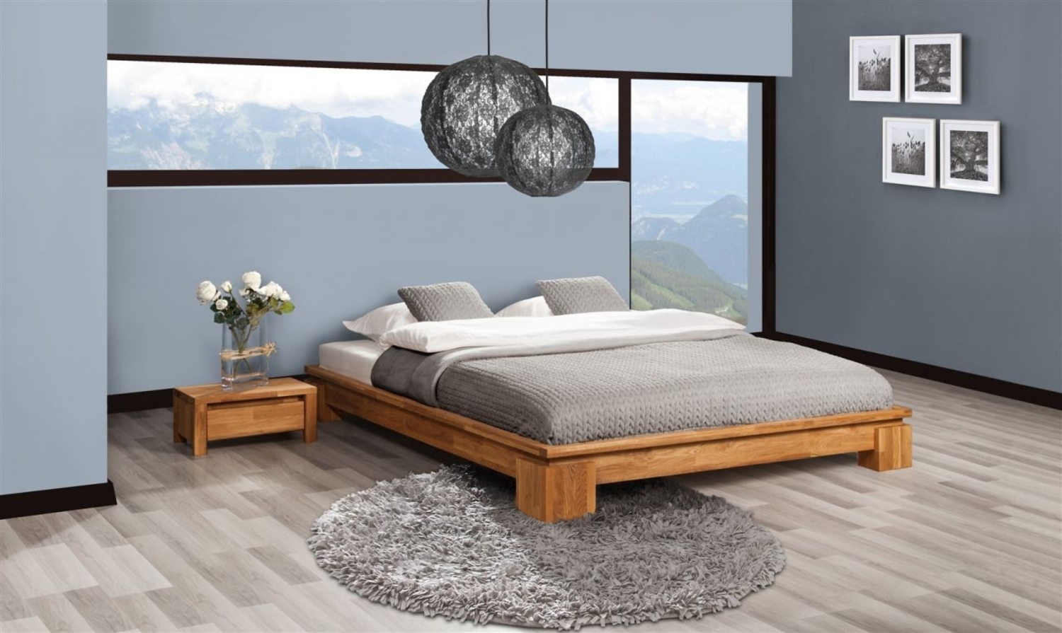 Futonbett Bett Schlafzimmerbet MAISON Eiche massiv 120x200 cm Bild 1