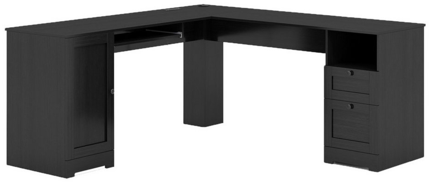 COSTWAY Eckschreibtisch, Computertisch mit Ladestation, Schrank, 2 Schubladen Bild 1