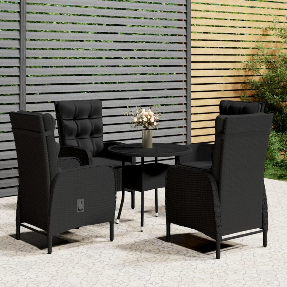 vidaXL 5-tlg. Garten-Bistro-Set Poly Rattan Schwarz 3058552 Bild 1