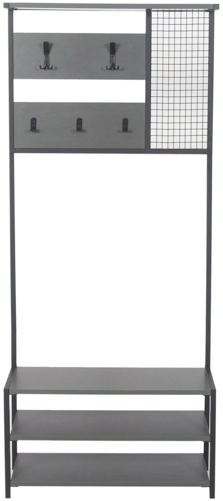 Dmora Eingangsmöbel Varsavia, Moderner Eingang, Wandgarderobe, Multifunktions-Aufbewahrungskonsole, 78x30 h182 cm, Anthrazit und Schwarz Bild 1