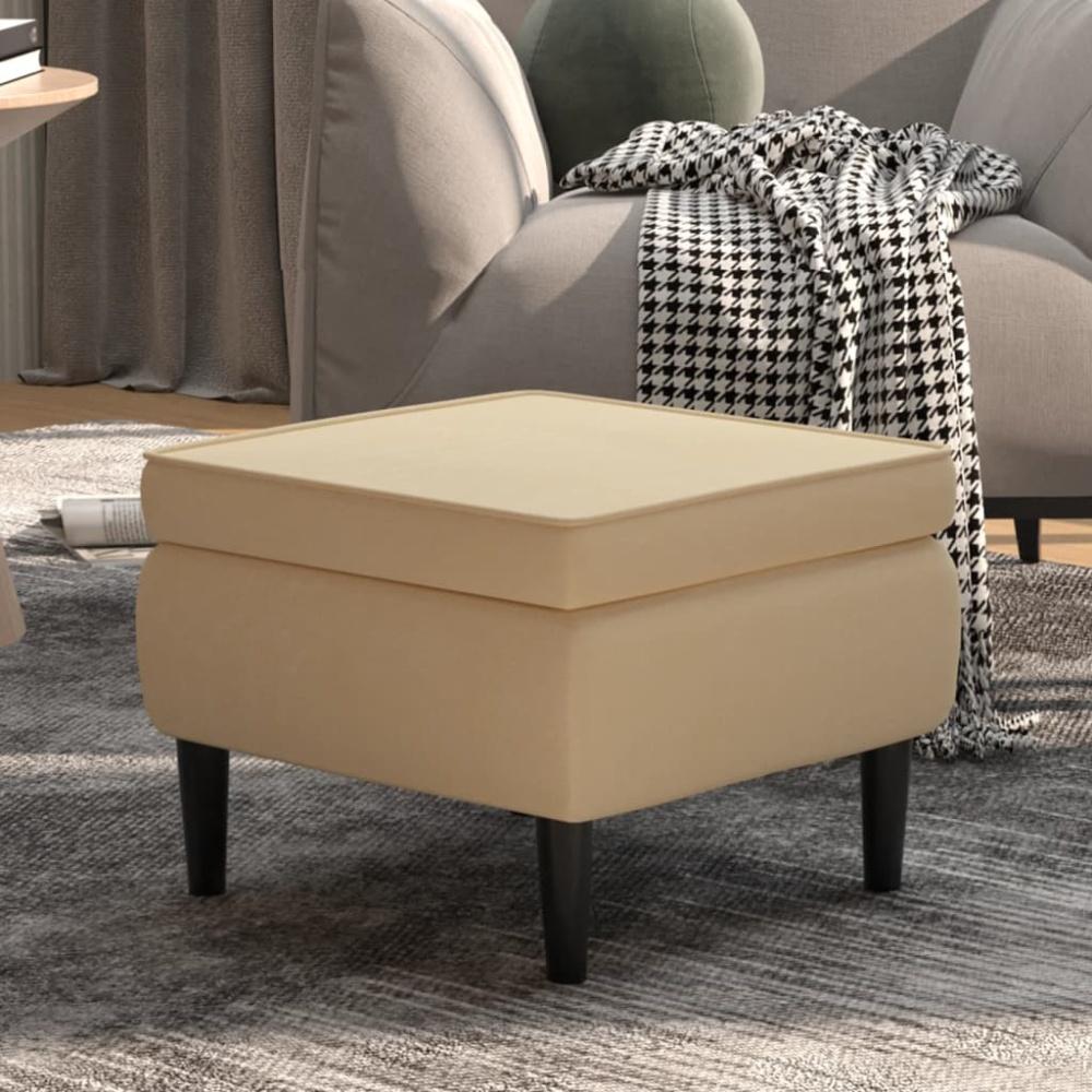 vidaXL Hocker mit Holzbeinen Creme Samt [329445] Bild 1