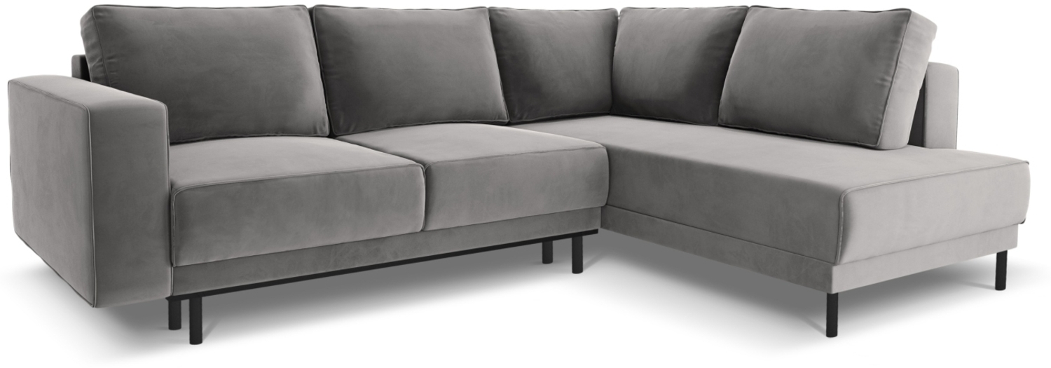 Micadoni Ecksofa Caro 5-Sitzer Samt Hellgrau Rechts 140x208 Bild 1