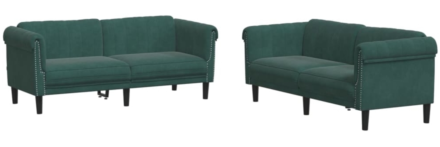 vidaXL 2-tlg. Sofagarnitur Dunkelgrün Samt 3209221 Bild 1