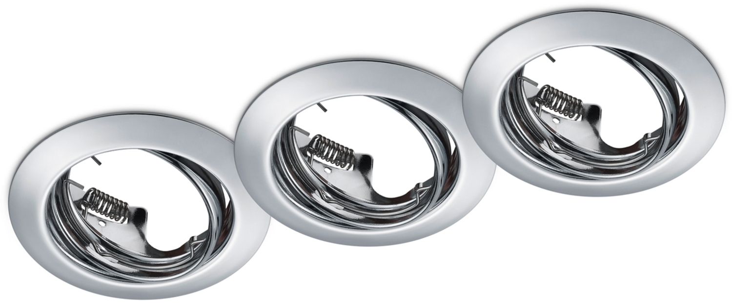 Runde Einbaustrahler Decke JURA 3er Set Ø 8,3cm schwenkbar Silber Chrom GU10 Bild 1