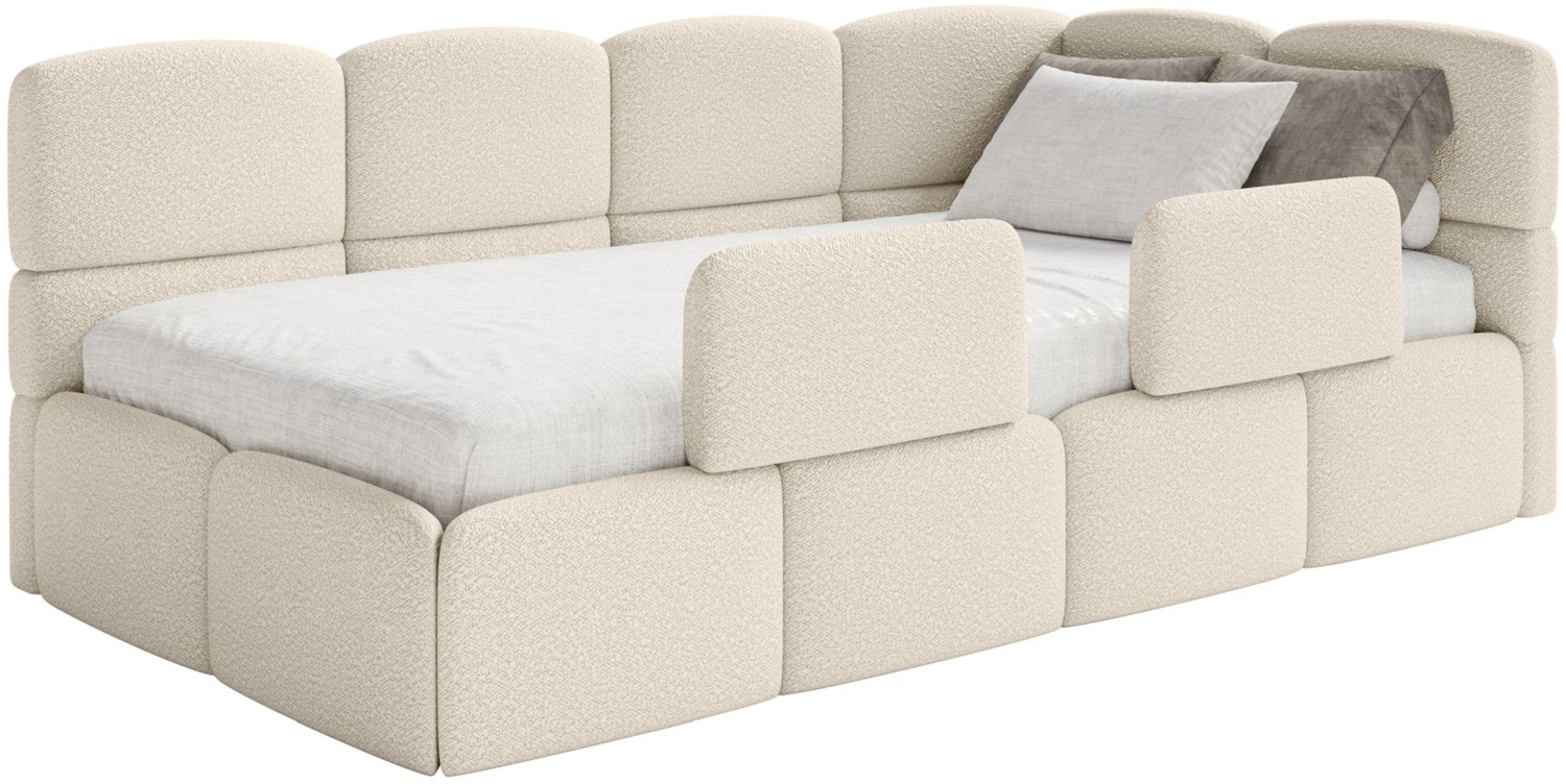 Selsey 'Cloudy' Jugendbett rechts, Rausfallschutz, Bouclé Hellbeige, 90x200 cm Bild 1