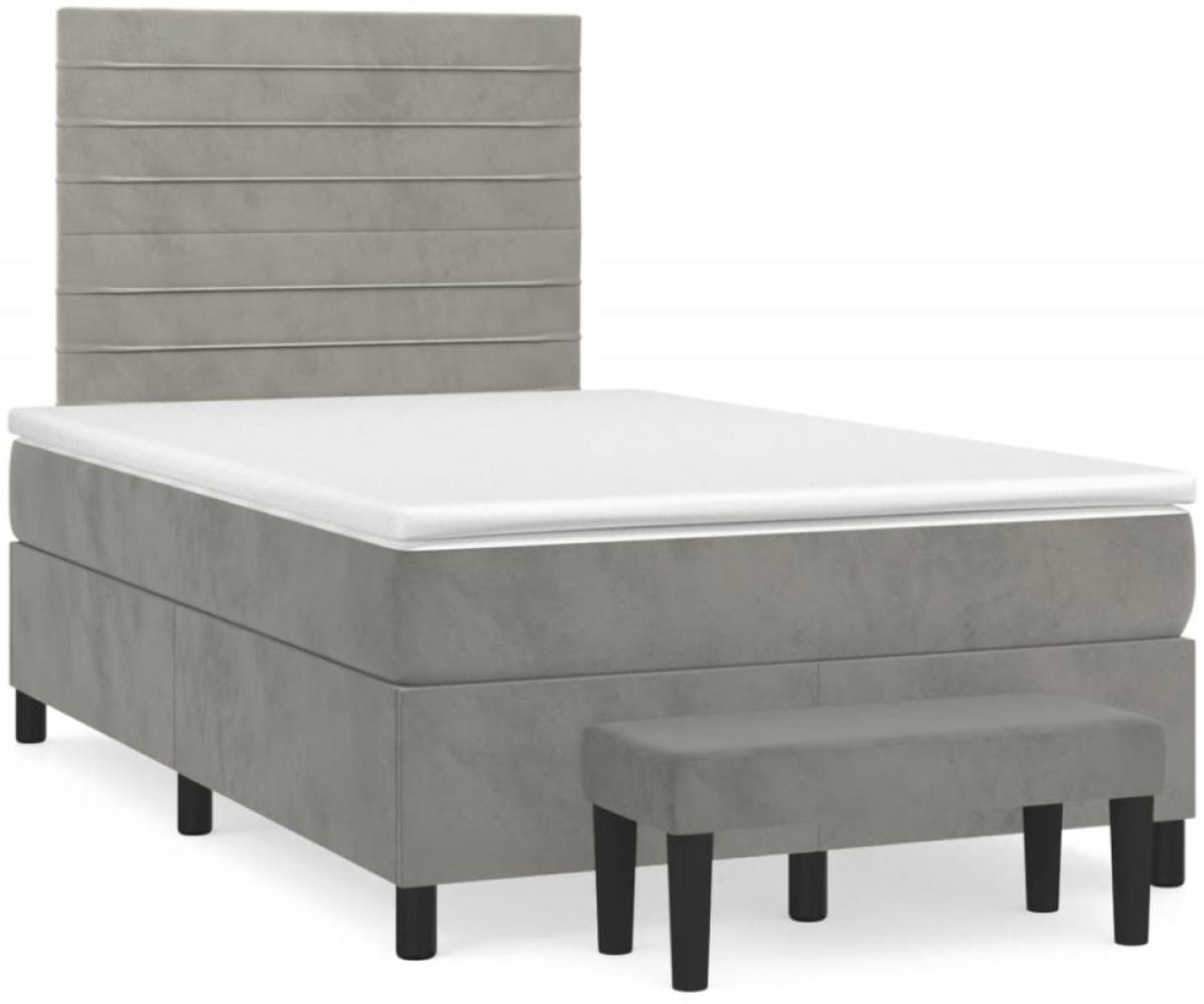 vidaXL Boxspringbett mit Matratze Hellgrau 120x190 cm Samt 3270475 Bild 1