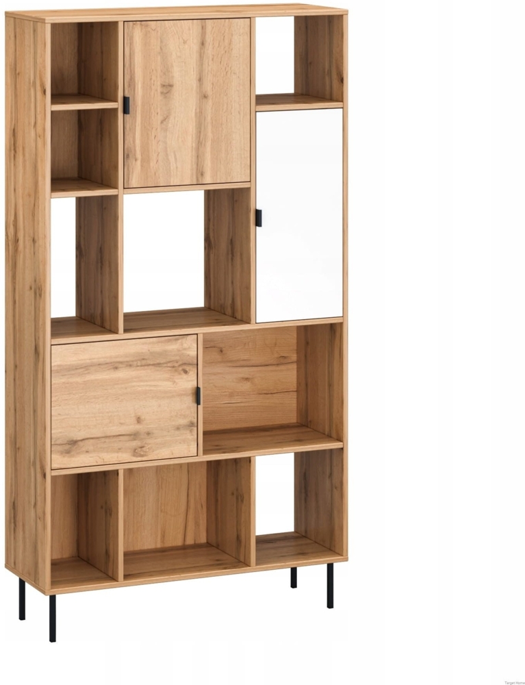 TARGET HOME Bücherregal Modernes Aufbewahrungsregal in Wotan-Eiche - Bücherschrank weiße wotan-eiche (H 185 x T 35 x B 100 cm) Bild 1