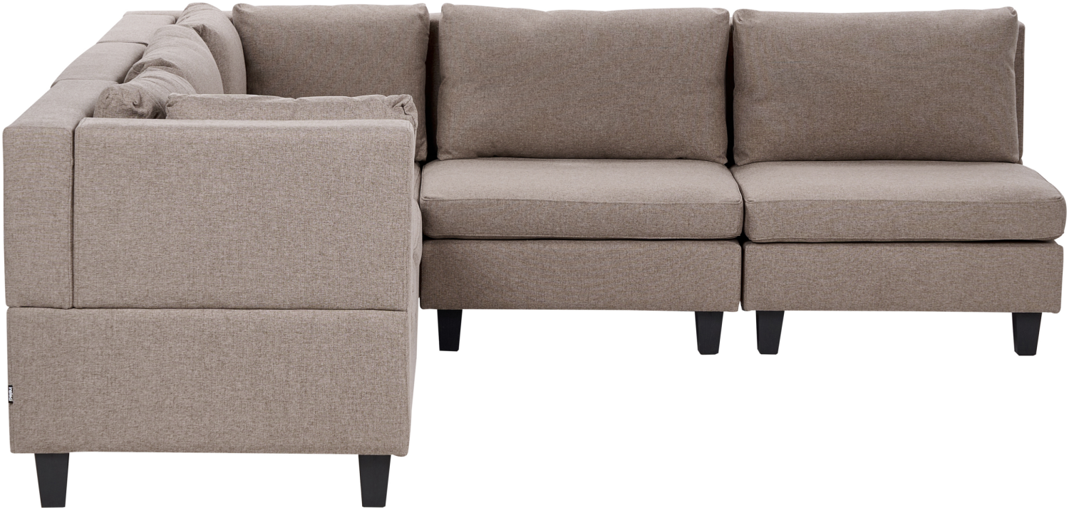 Beliani 'Unstad' Sofa, Braun, Stoff, 72 x 228 x 228 cm, ohne Ottomane, Rechts Bild 1