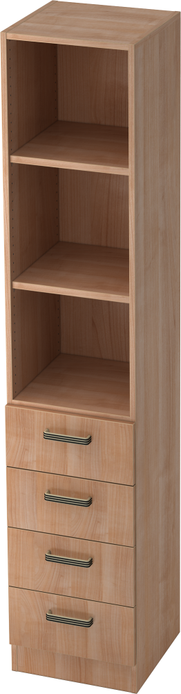 bümö office Aktenschrank Regal mit Schubladen, Büroschrank schmal aus FSC-Holz, 40cm breit in Nussbaum - Aktenregal & Schubladenschrank mit Relinggriffen, Büro Möbel Schrank System, 7600-N-N-SG Bild 1