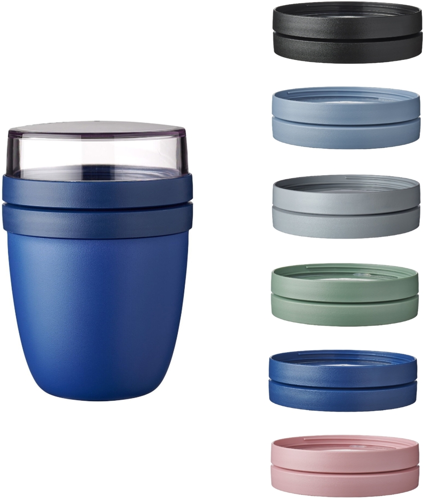 Mepal | Lunchpot Vario Ellipse | personalisierbarer Müslibecher | ideal für Tiefkühler, Mikrowelle & Spülmaschine | Vivid Blue Bild 1