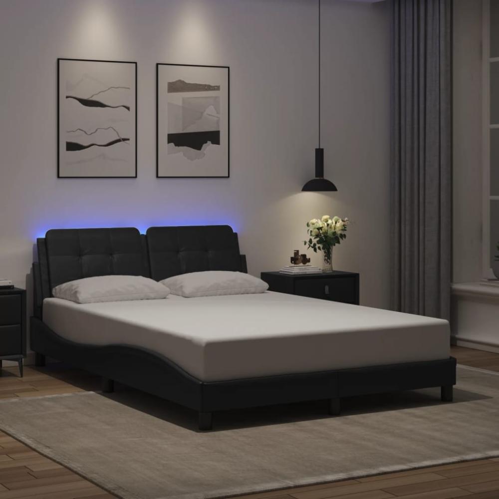 vidaXL Bett mit LED-Beleuchtung Schwarz 120x200 cm 3214096 Bild 1