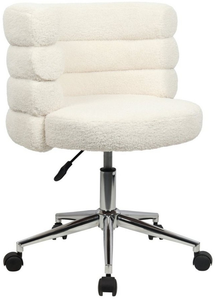 SVITA Schreibtischstuhl CLOUD, Bezug aus Teddyboucle, Drehstuhl, Mit Rollen, Höhenverstellbar, Weiß Bild 1